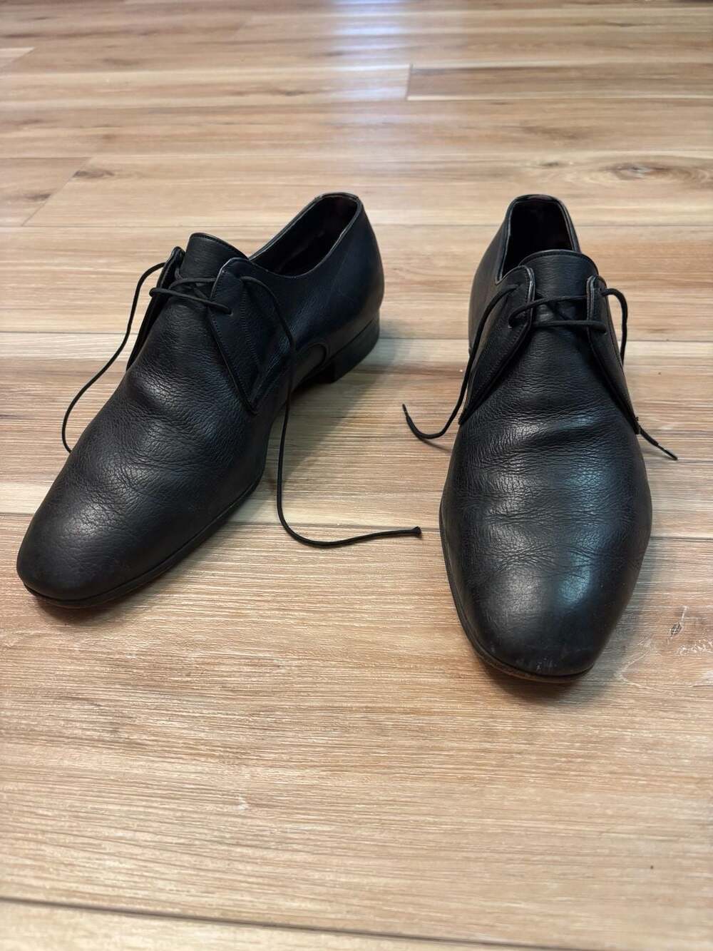 Vintage Celine Men's Black Leather Derby Dress Italian Shoes 8 1/2